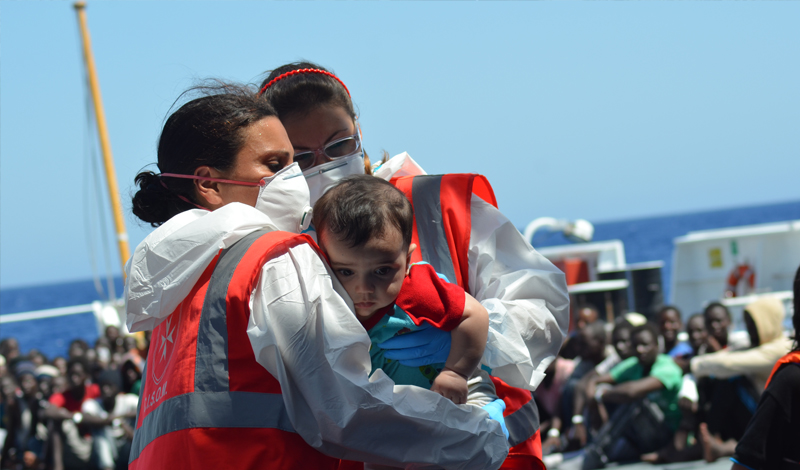 Italian Relief Corps Rescuing Refugees and Migrants at Sea